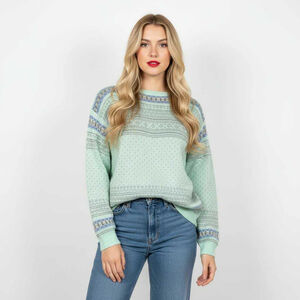 Diane Von Furstenberg Vintage Acrylic Sweater Mint Green Pastel Fair Isle